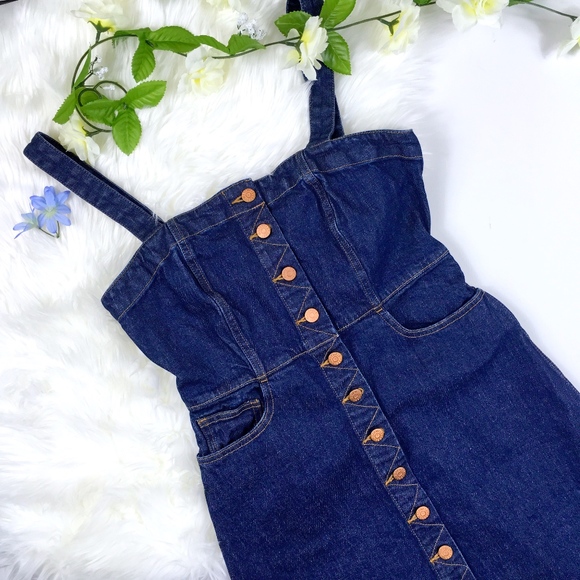 madewell denim button front dress